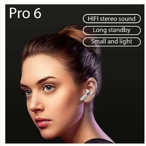 (COD) Pro 6 Headset Bluetooth TWS with Mic Support Call Earphone Bluetooth Henset Bloetooth HiFi Stereo Earphone Wirelessheadset bluetooth  earphone  earphone Bluetooth  bluetooth headphone  headset gaming  tws bluetooth  henset bloetooth  hedset bloetoot