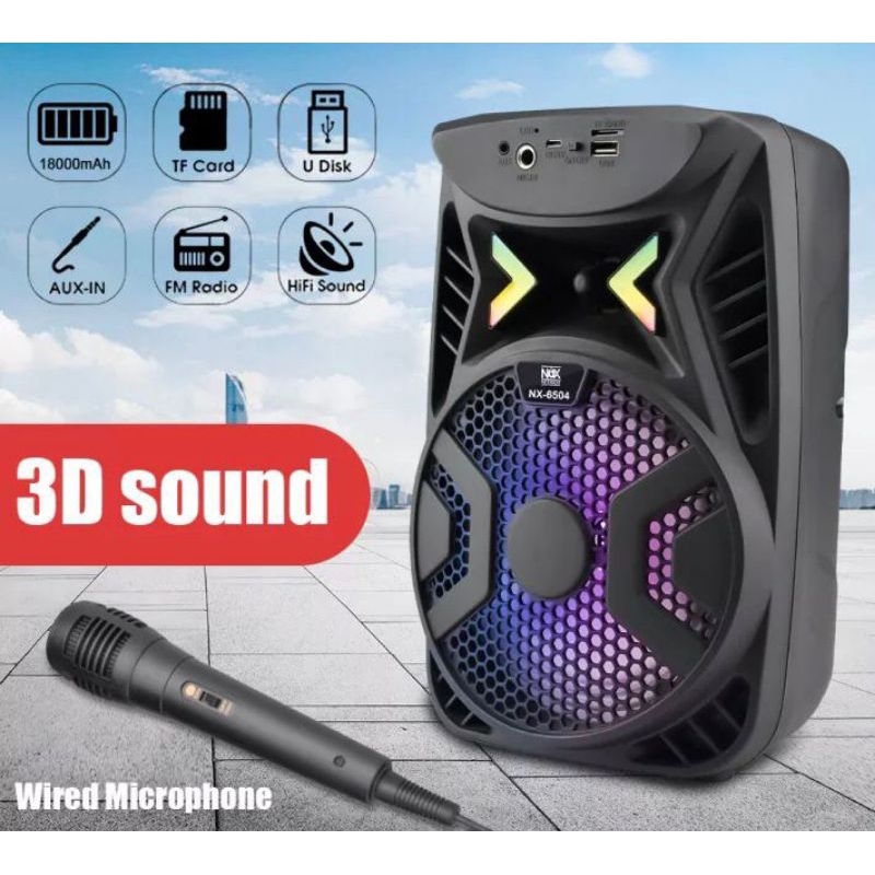 Speaker Bluetooth Nixnox Nx-6504 Free Microphone Speaker Extrabass