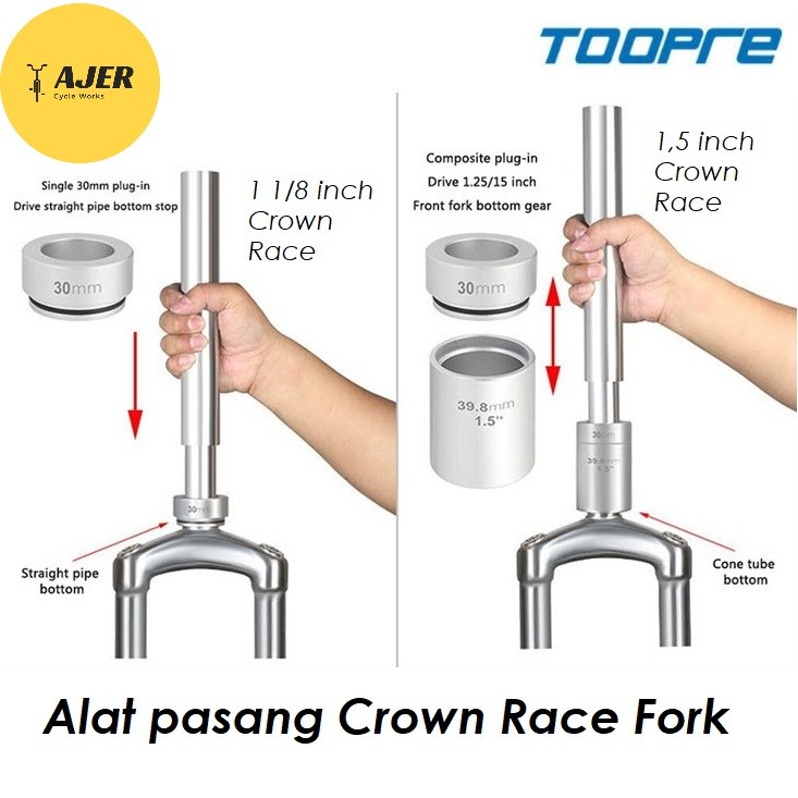 Alat pasang Crown Race fork sepeda OS Tapered 1 1/8 1,5 inch ketok