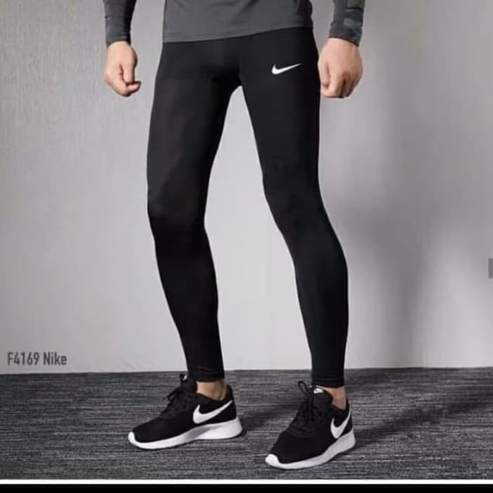 Baselayer celana panjang manset warna hitam olahraga Nike