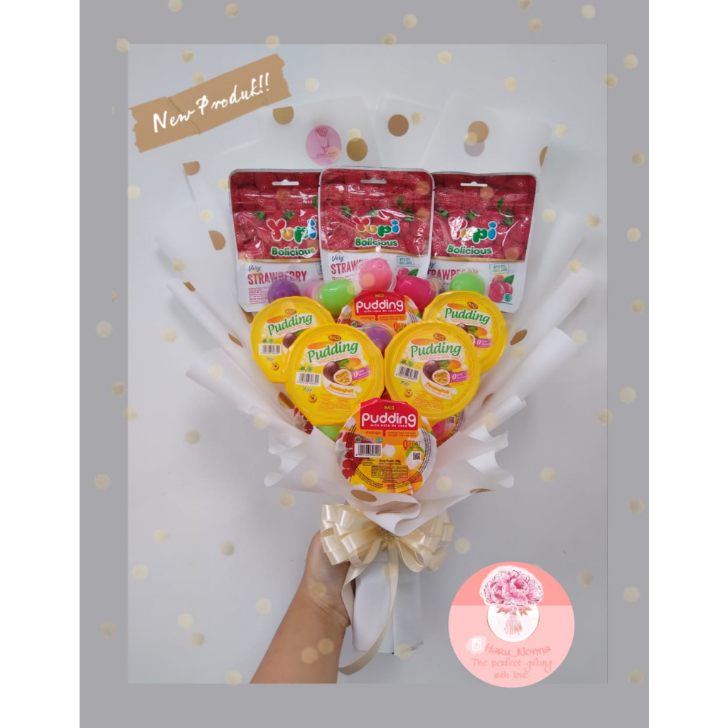 

Bucket snack wisuda/ulang tahun Puding Edition