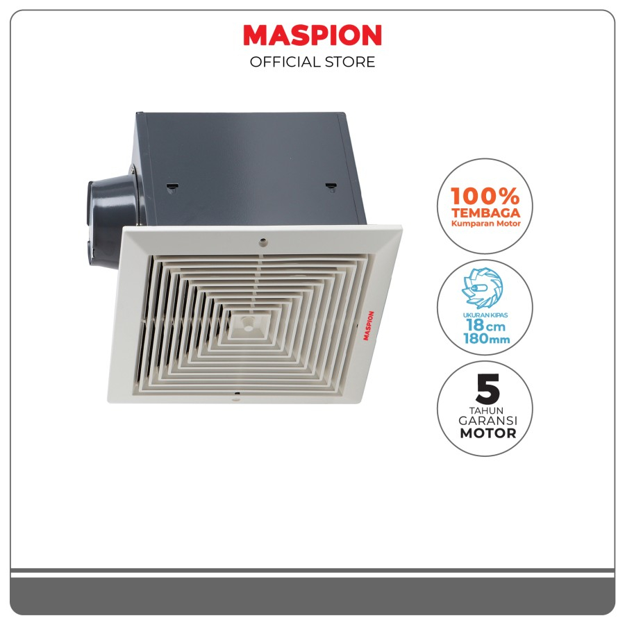 Exhaust Fan Plafon Maspion MV 18 EX 8 Inch Ventilasi Ceiling Fan Cerobong 8&quot; Hexos MV-18 EX MV18 EX