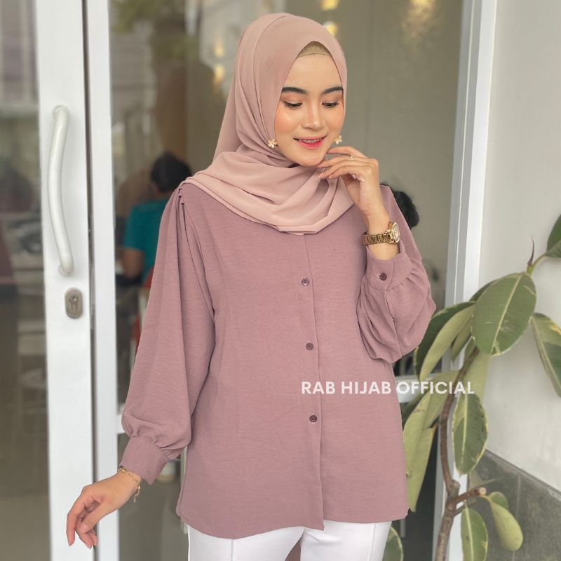 Tasya Blouse Atasan Kemeja Basic Polos Wanita Crinkle Airflow Premium