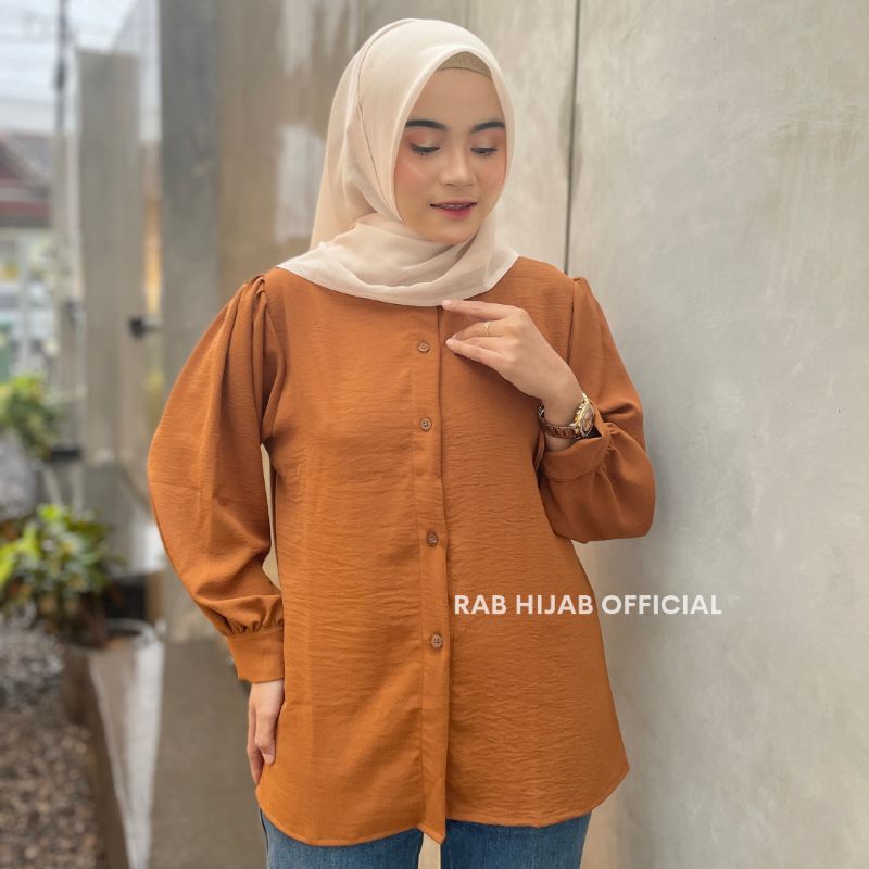 Tasya Blouse Atasan Kemeja Basic Polos Wanita Crinkle Airflow Premium