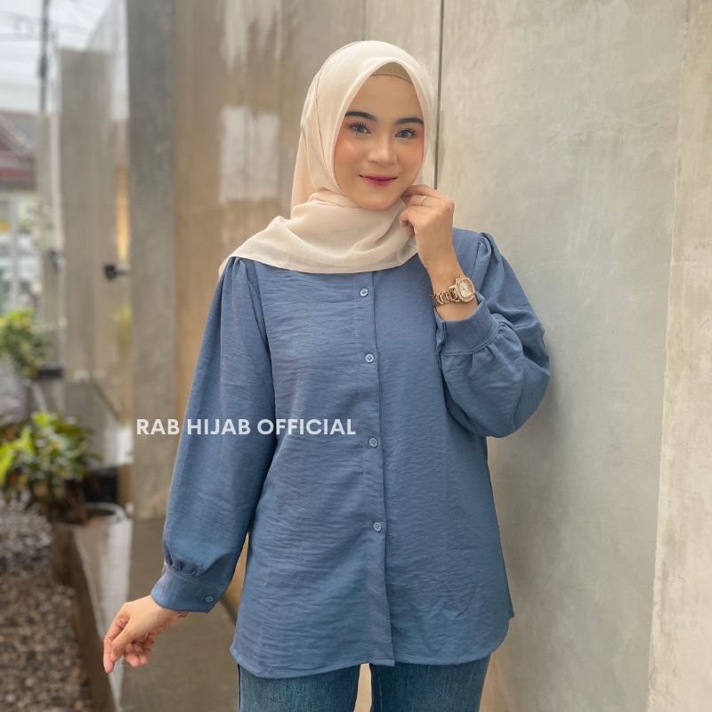 Tasya Blouse Atasan Kemeja Basic Polos Wanita Crinkle Airflow Premium