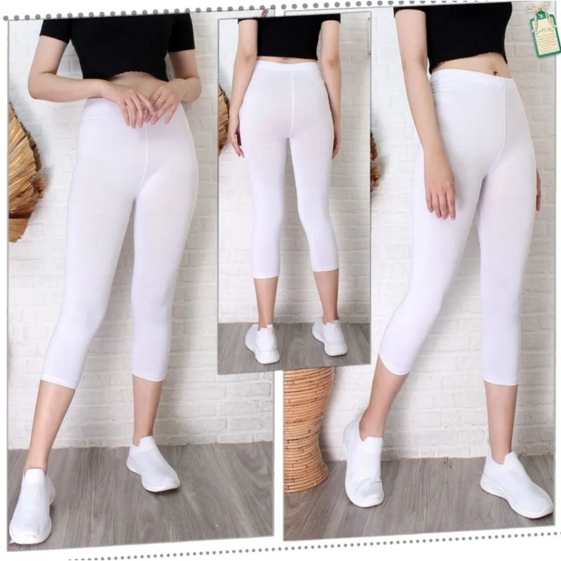 Legging 3/4 Spandex Jersey Celana Sport Wanita Senam Erobic Zumba Zoga