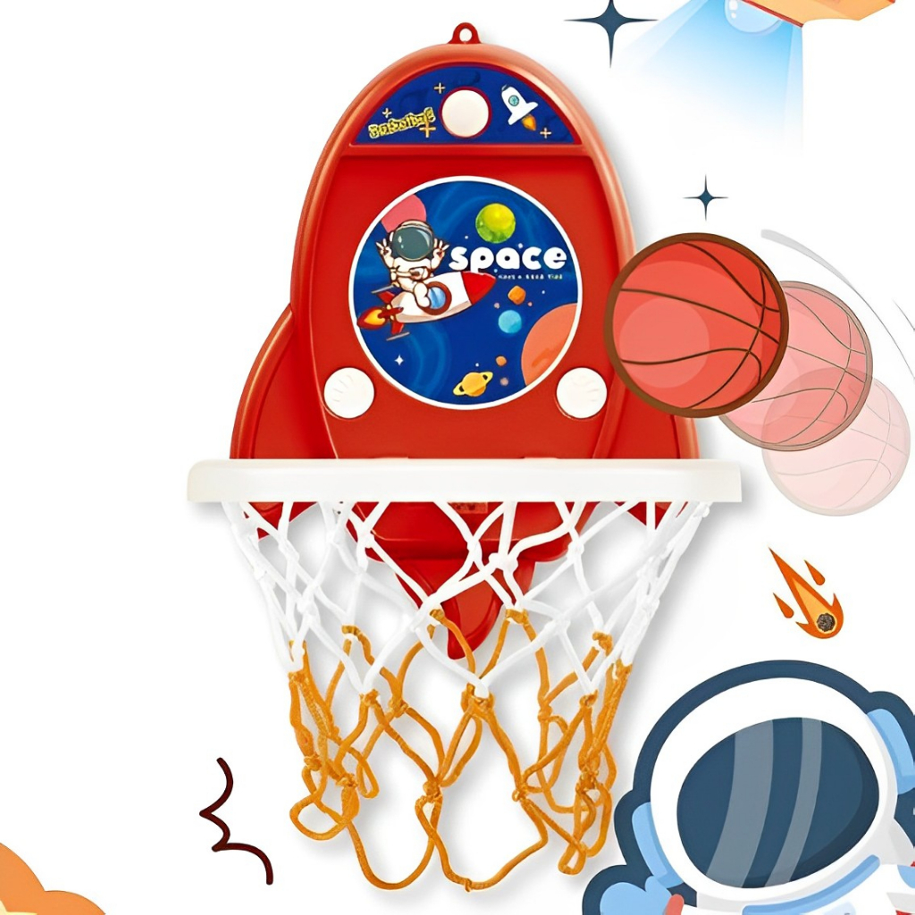 Basket Ball Gantung Tema Astronaut | Mainan Olahraga Bola Basket Anak Laki Laki | Hadiah Ulang Tahun Anak Cowok