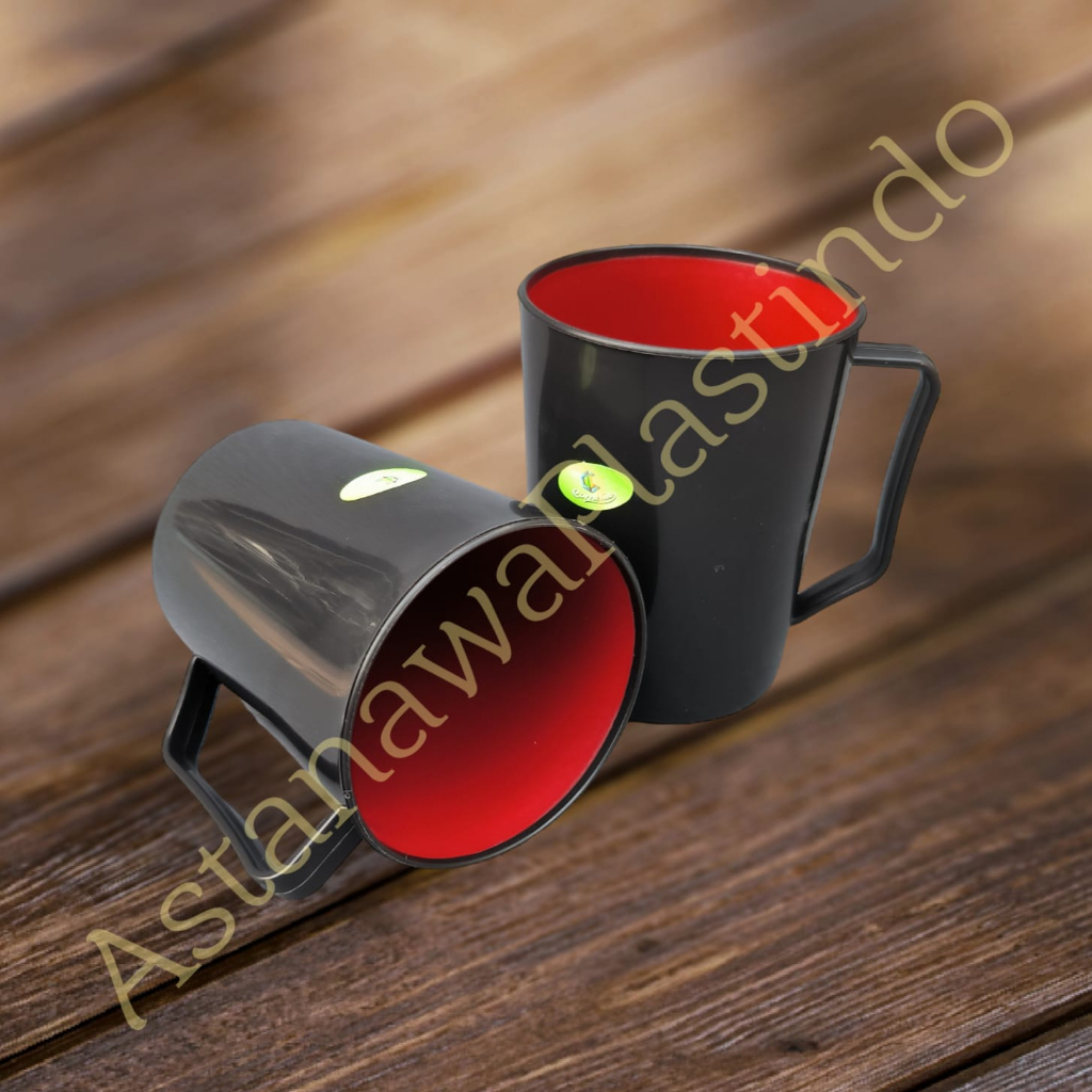 Gelas minum bergagang model polos New Cornelius cangkir plastik style Japan FoodGrade bukan melamin