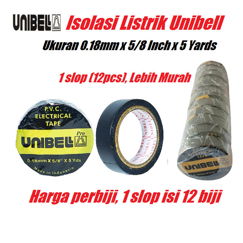 Isolasi Kabel Listrik Unibell 5 yards PVC HITAM (Electrical Tape)