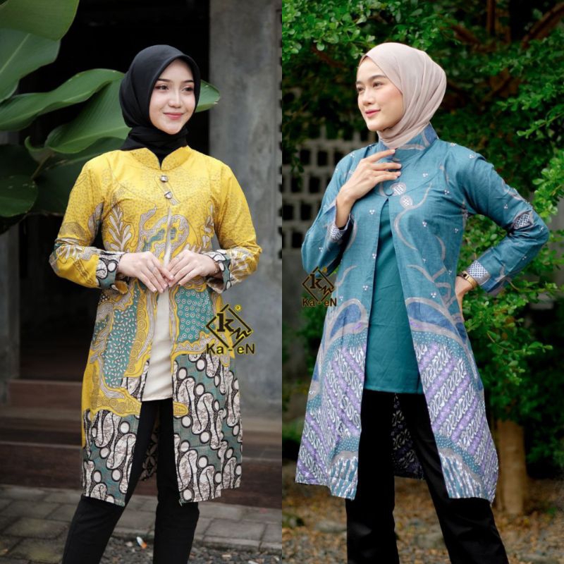 ATASAN TUNIK BATIK MODERN MONALISA GENES SIZE M L XL XXL XXXL JUMBO