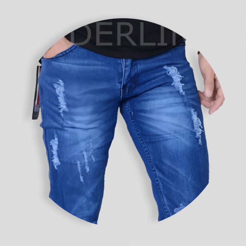 Mavia - Celana Panjang Jeans Motif Sobek Lutut Pants Jins Robek Lutut Bolong Tembus Bahan Denim