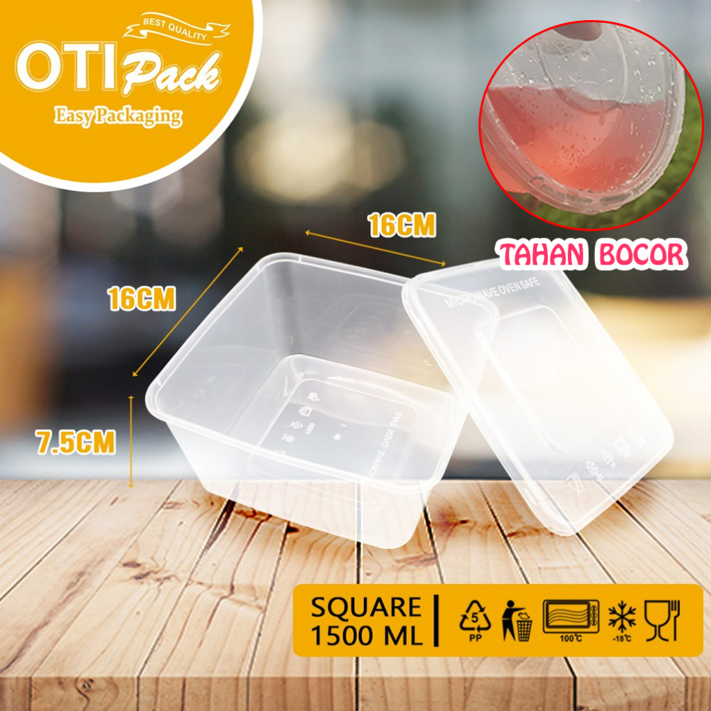 THINWALL PERSEGI 1500ML ISI 25 PCS - KOTAK MAKAN TAHAN PANAS - FOOD CONTAINER SURABAYA KOTAK PLASTIK