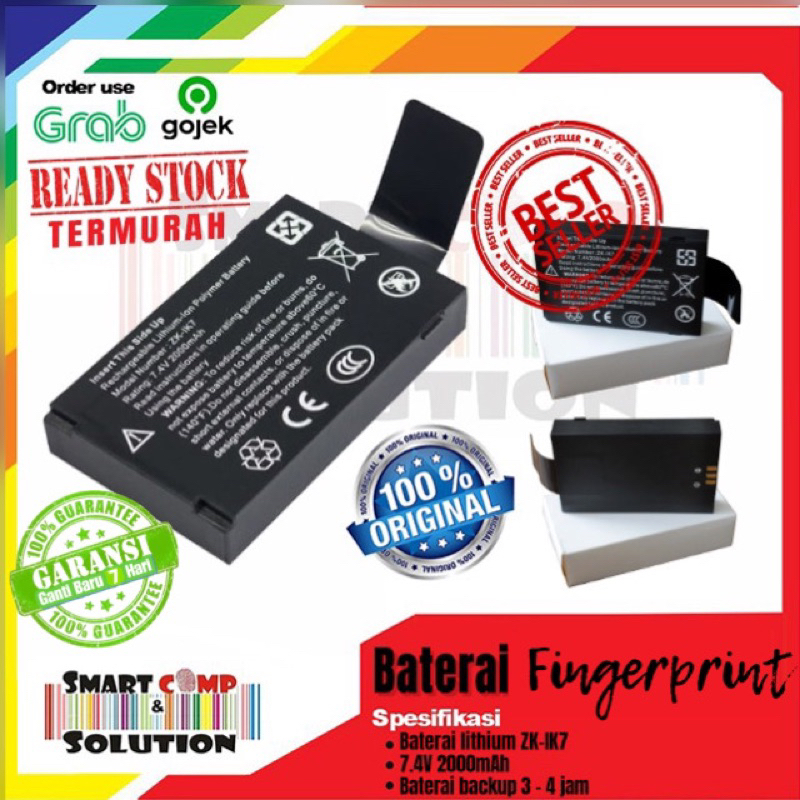 Baterai Fingerprint SOLUTION X302 / X-302 / X 302 Baterai Mesin Absensi Lithium Battery Zk-Ik7