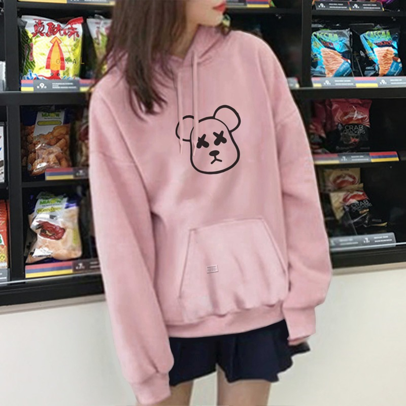 Parisdivarious Sweater Hoodie Jemper X Bear Bahan Fleece Size S - XXL (Pria &amp; Wanita)