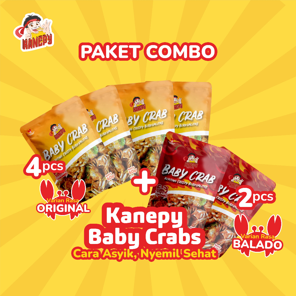 

( PAKET COMBO ) Kanepy Baby Crabs Crispy Berkualitas Balado Pedas 60 gr