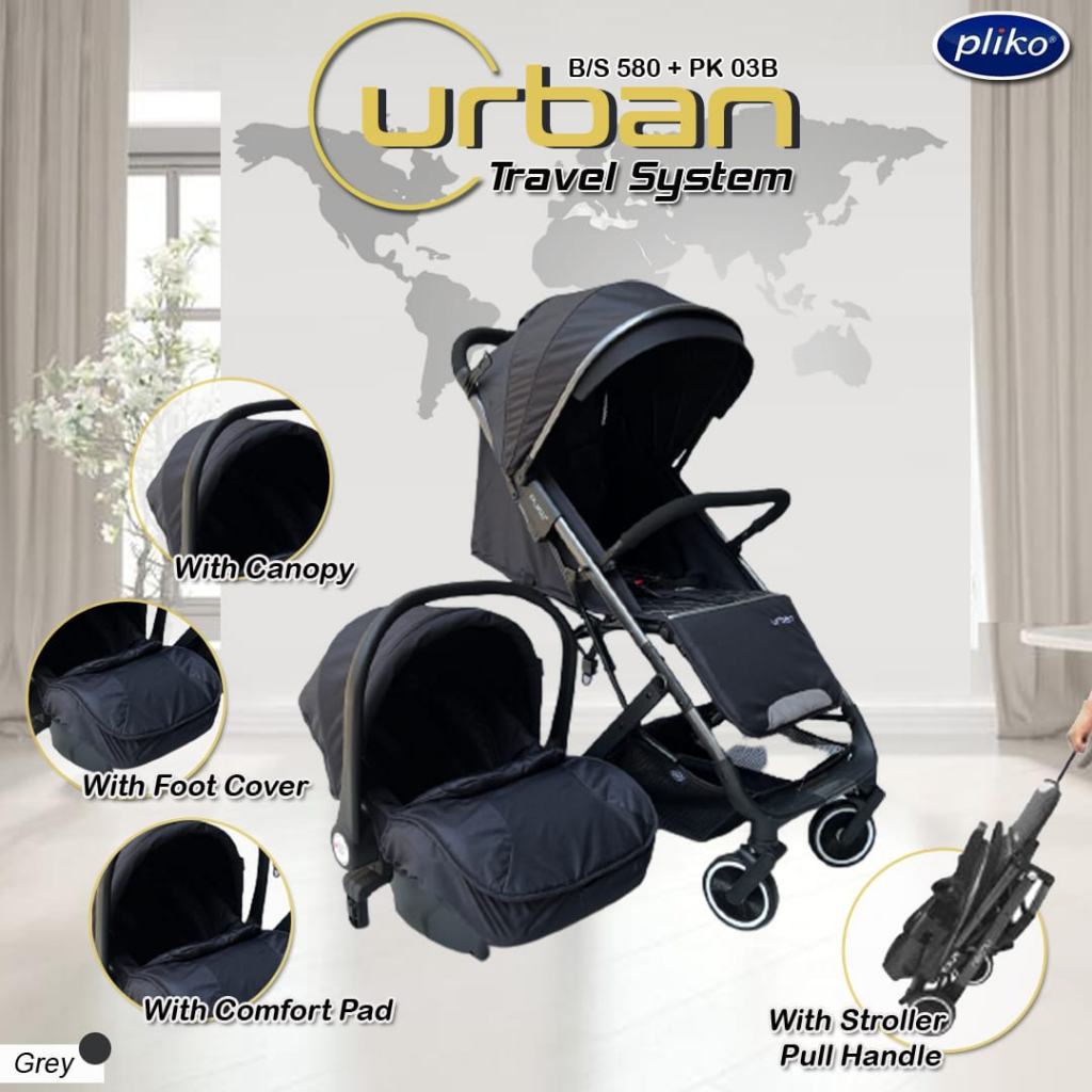 Stroller dan Car Seat Pliko Urban Travel System Kereta Dorong Anak Kursi Mobil Bayi