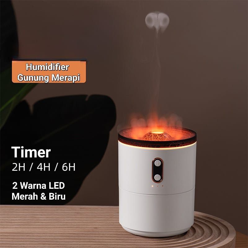 [ PPLUS ] Air Humidifier Aromatherapy LED 2 Warna  Model Erupsi Gunung Meletus 450ml