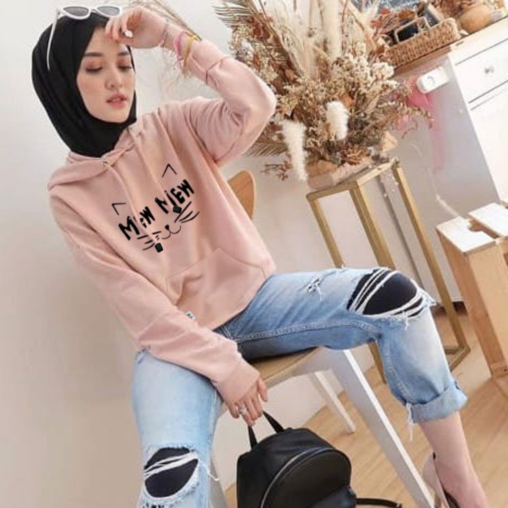 Parisdivarious Sweater Hoodie Jemper Mew Mew Bahan Fleece Size S - XXL (Pria &amp; Wanita)