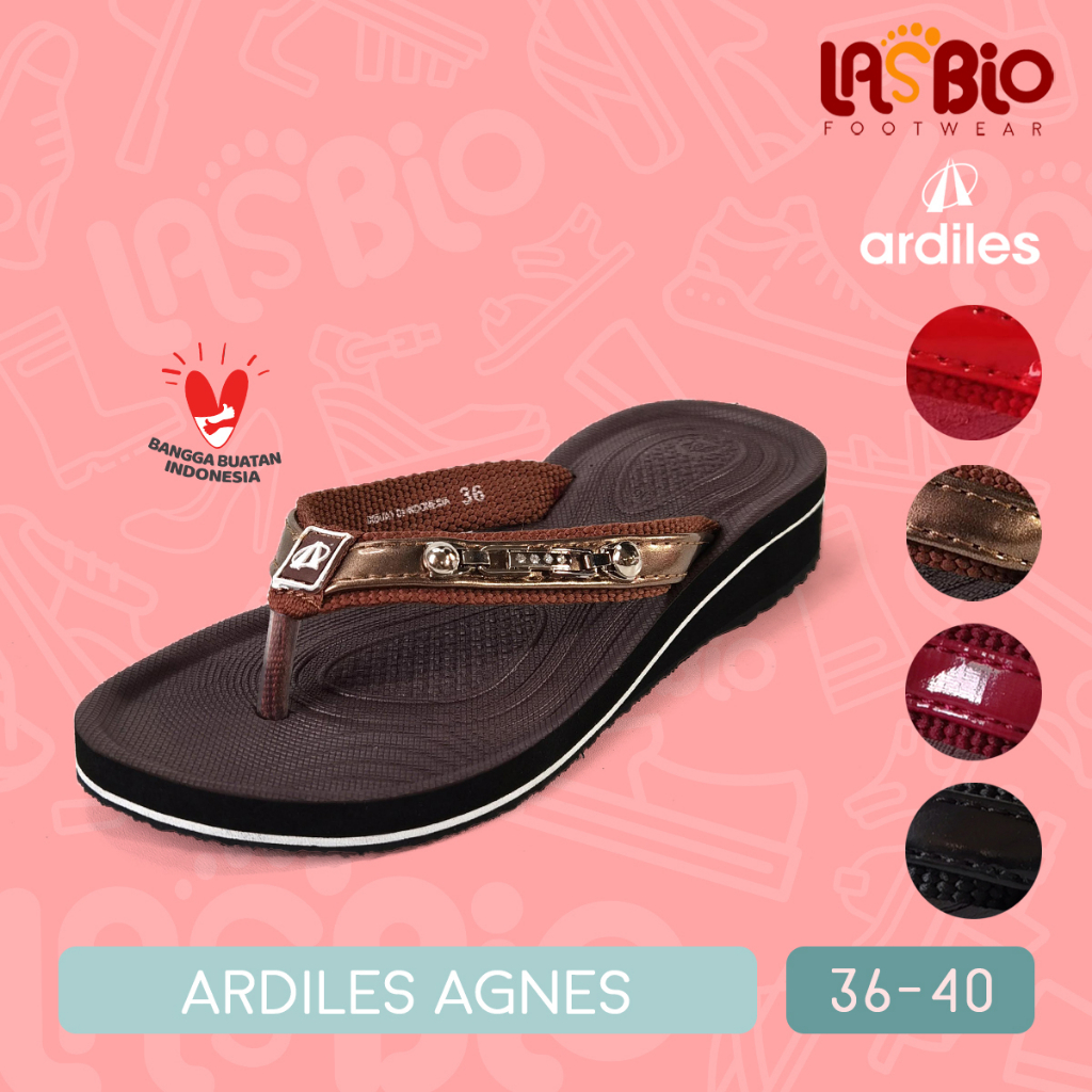 Ardiles Agnes Sandal Jepit Wedges Karet Kasual Wanita