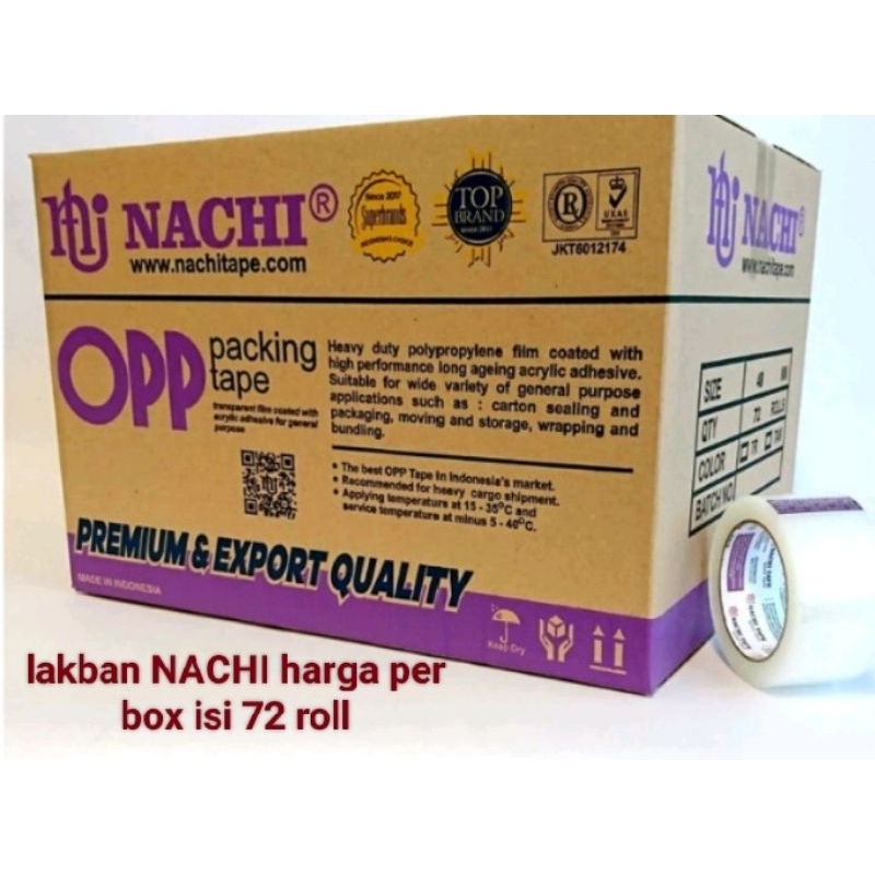 

lakban nachi 48 mm x 100 yard harga per box isi 72 roll