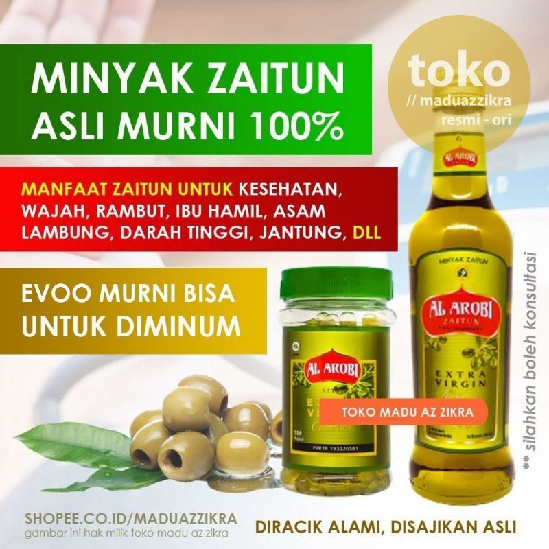 MINYAK ZAITUN AL AROBI (100%ORIGINAL) MINUMAN SEHAT PERAWATAN WAJAH KECANTIKAN KULIT minyak zaitun a