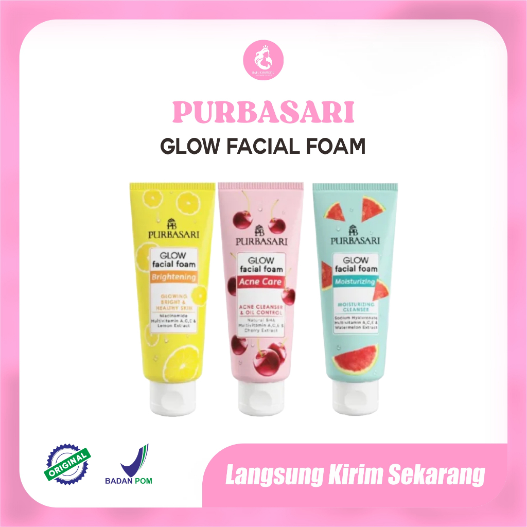 PURBASARI GLOW FACIAL FOAM ACNE/Bright//Moist 100g