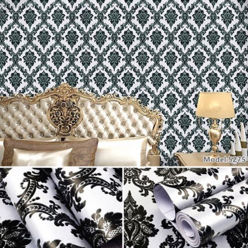 Wallpaper Dinding Motif Batik Hitam Silver Wallpaper Dinding Kamar Wallpaper Dinding Ruang Tamu Wall