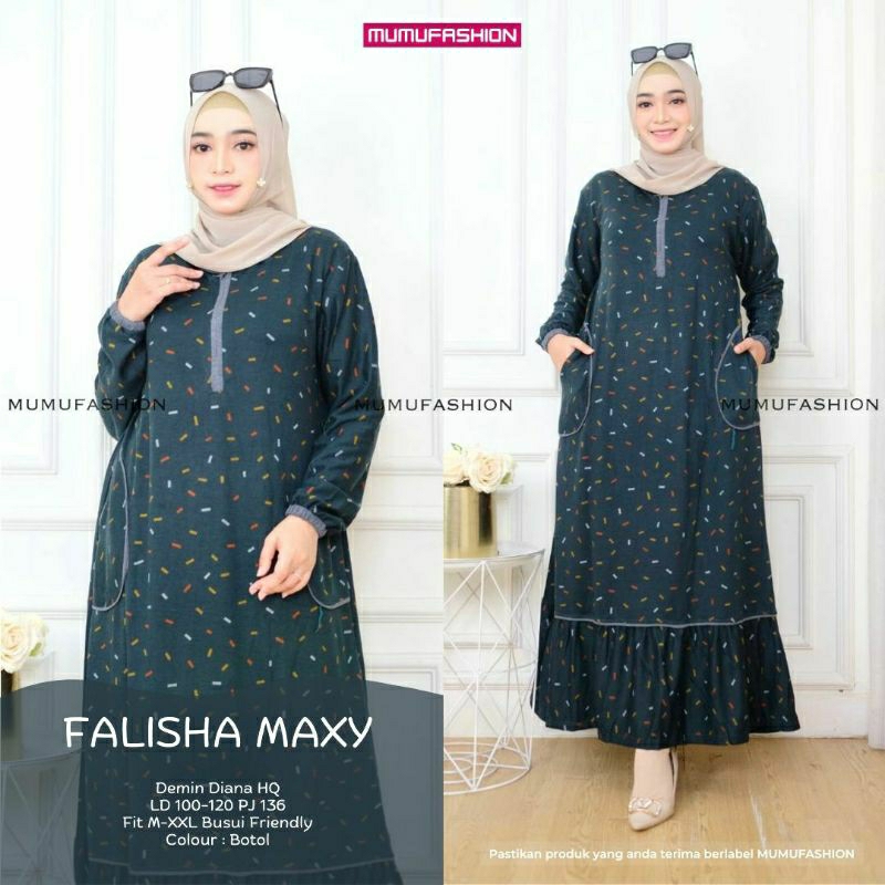 Gamis Diana Denim Premium Falisha Maxy by Mumu Fashion Solo