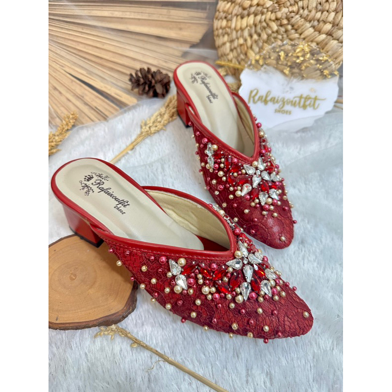 sepatu wanita wedding merah Marron 5cm tahu