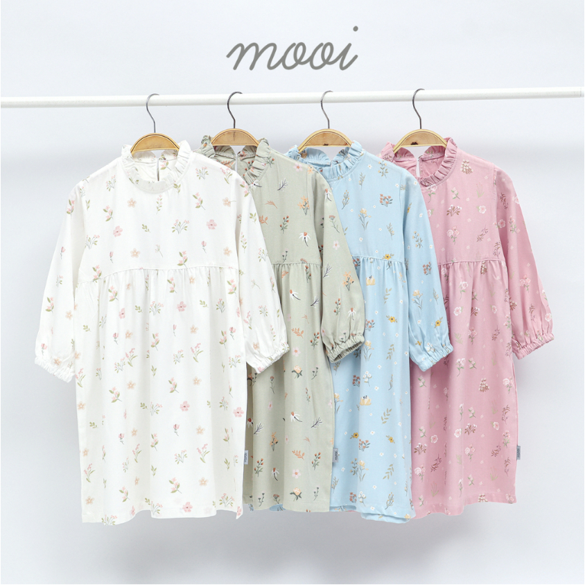 Mooi 1-10 Tahun PREMIUM Quality Kyna La Fleur Dress Ruffle Bunga Anak Perempuan / Tunik Lebaran / Raya CBKS