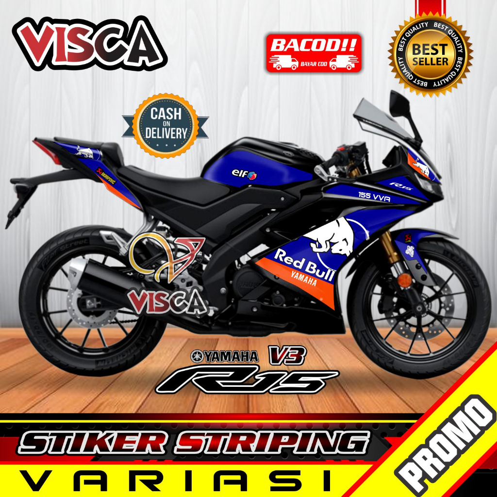 Stiker Striping R15 V3 Variasi REDBULL TORRO