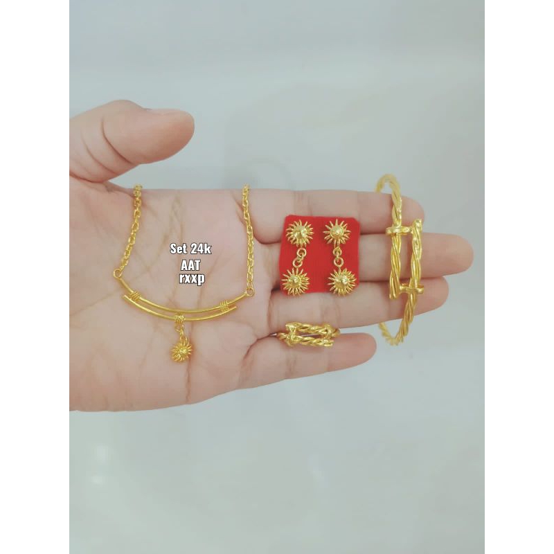 Set kalung bambu replika emas 24 k