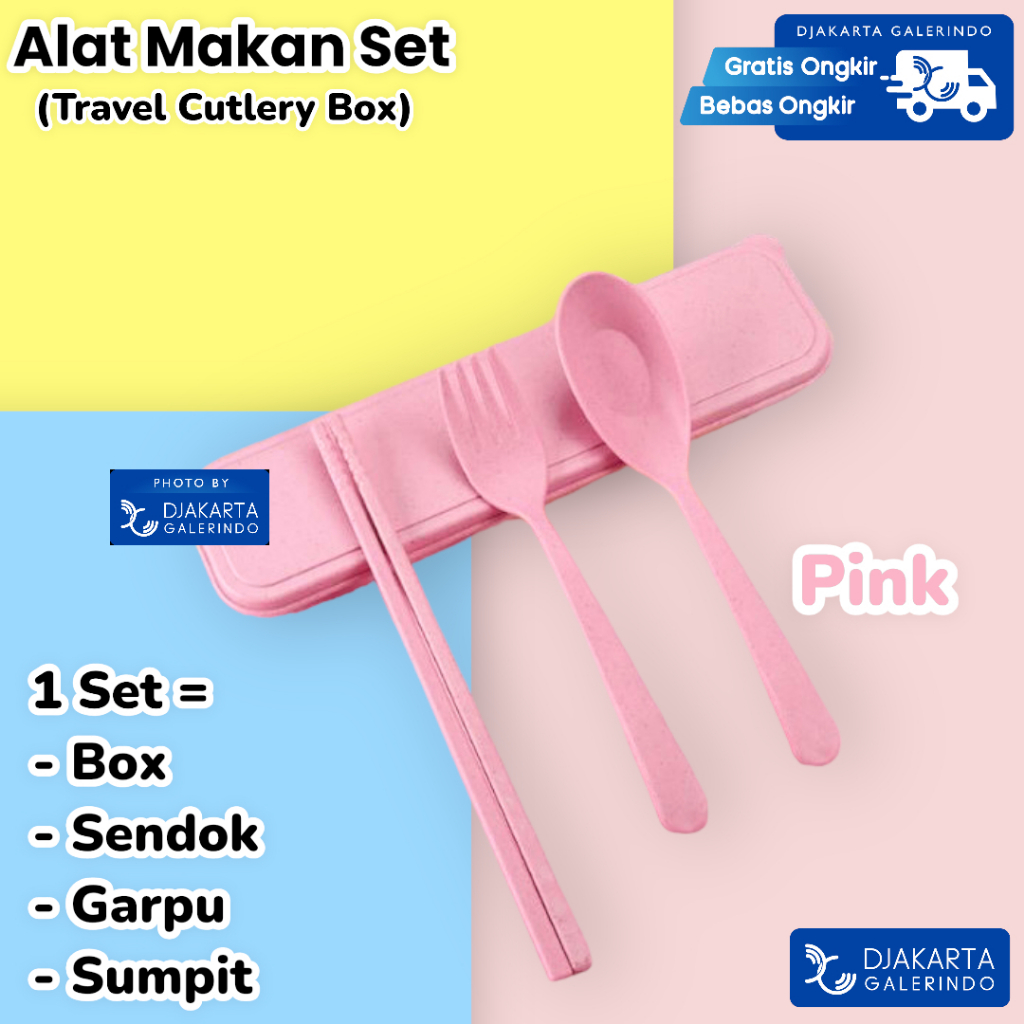 Stainless Steel Set Alat Makan Sendok Garpu Sumpit / Set Alat Makan Portable Travel