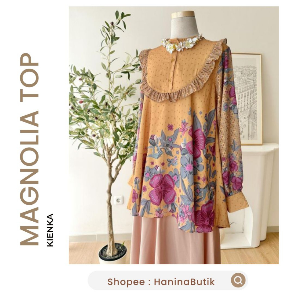 (𝗦𝗜𝗔𝗣 𝗞𝗜𝗥𝗜𝗠) MAGNOLIA TOP CANARY SIZE S RAYA SIGNATURE ATASAN KIENKA by KIENKA