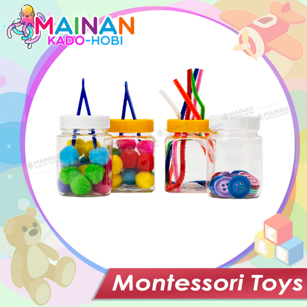 MAINAN EDUKASI ANAK MONTESSORI SENSORIK MOTORIK BUSY JAR PLAY SET