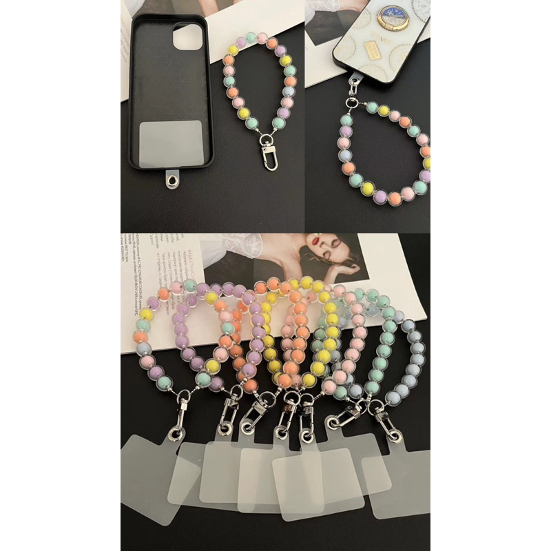 Tali Gantungan HP Phone Holder Lanyard Mutiara Korean Style Colorful Pearls (BISA LEPAS PASANG)