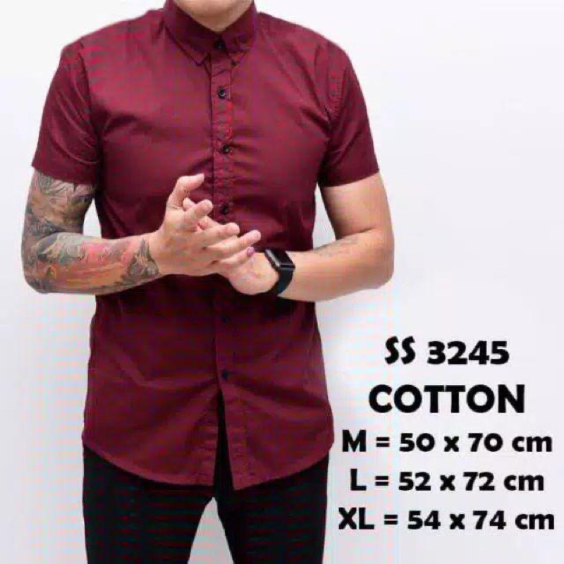 Kemeja Pria Polos Fashion Maikel Katun Strit LD100 PJ70 Allsize M L XL Kerja Formal