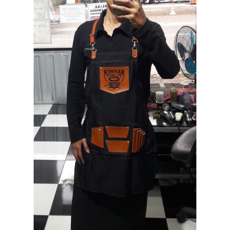 apron keren barista/apron costume logo/apron anti air/apron keren
