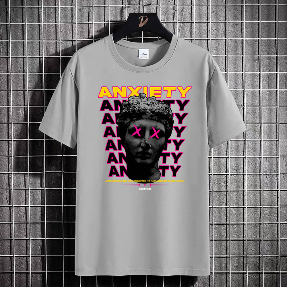 Kaos Tshirt Pria Baju Anxiety Distro Basic Lengan Pendek Cowok Kasual DTF