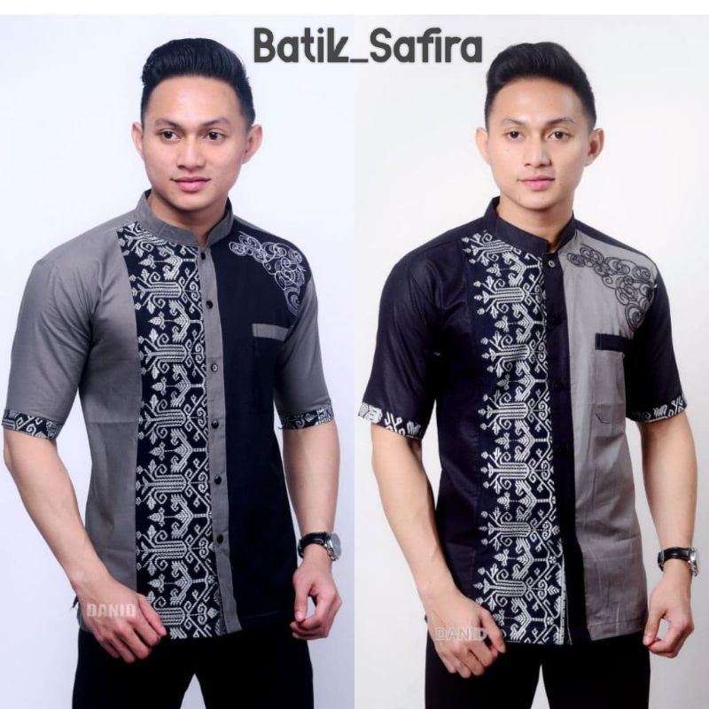 Baju koko bordir batik lengan pendek Busana muslim Modern