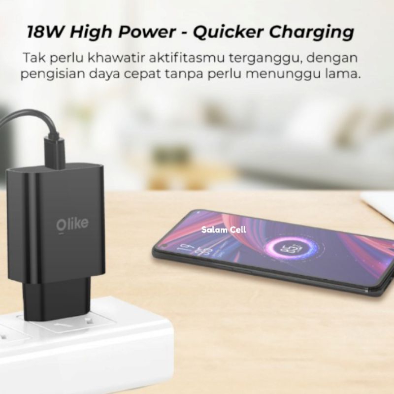 Charger Hp Micro Usb Type-C iPhone OLIKE C304 18W Fast&amp;Quick Charging Original Garansi Resmi