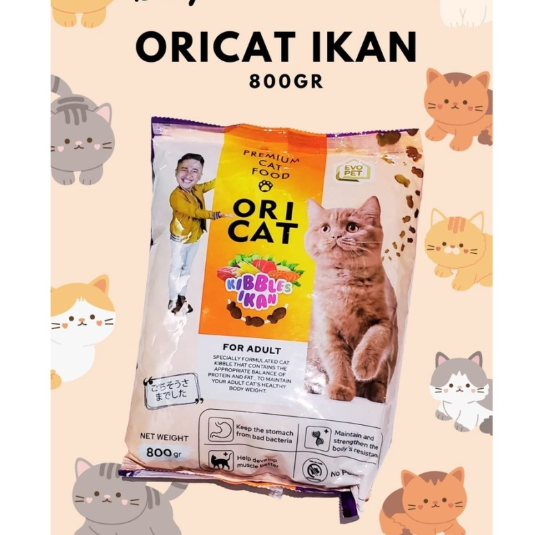 Ori Cat 800 gr Fresh Pack Makanan Kucing Oricat Kibble Ikan Kotak - ORICAT IKAN 800 Gr