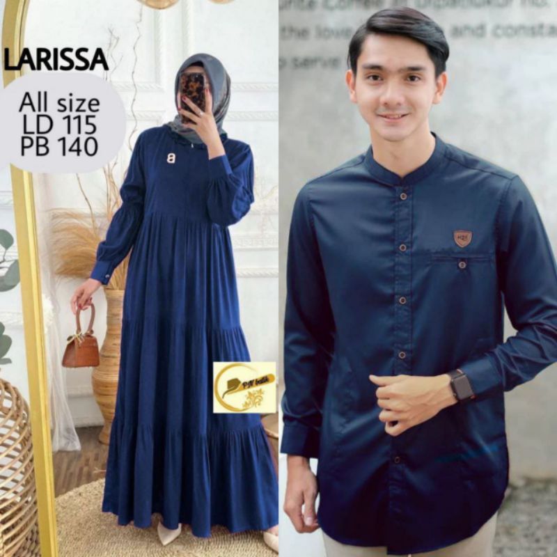 [PN] LARISSA COUPLE GAMIS BAJU KOKO POLOS GAMIS MODEL SUSUN RUFFLE BAJU KOKO POLOS SERAGAM BUSANA MU