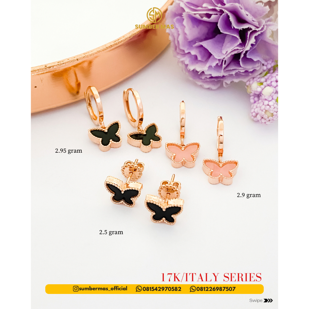 BUTTERFLY X CD BLACK WHITE EARRINGS ITALY SERIES 17K - SUMBER MAS