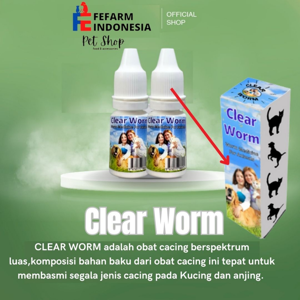 Obat Cacing CLEAR WORM Spektrum Luas Ampuh ORIGINAL FEFARM