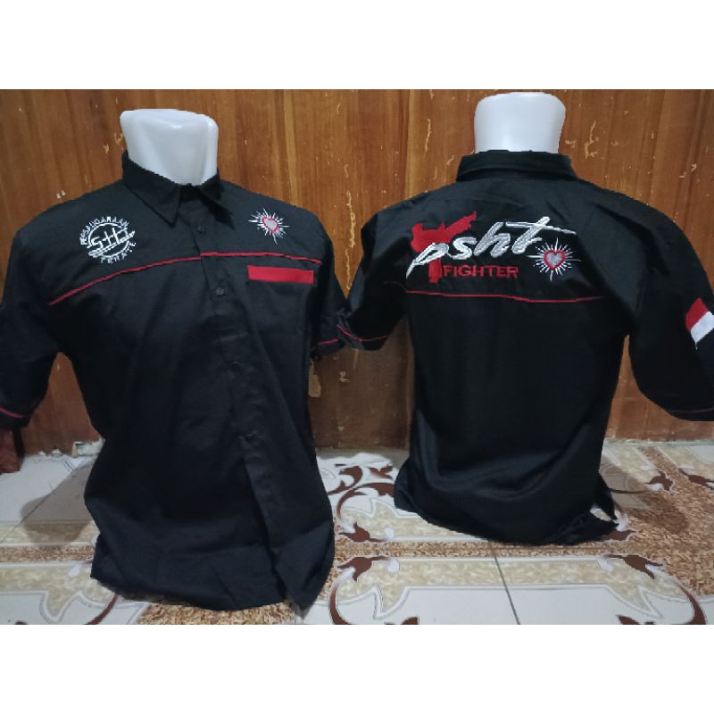 Baju Hem PSHT / Atasan SH Terate lengan pendek Bordir