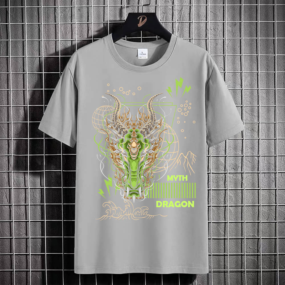 Kaos Tshirt Pria Baju DRAGON NEON Distro Basic Lengan Pendek Cowok Kasual DTF