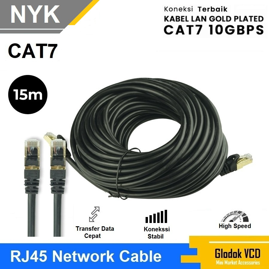 NYK Kabel Lan SSTP Cat7 15M Internet Ethernet Cable