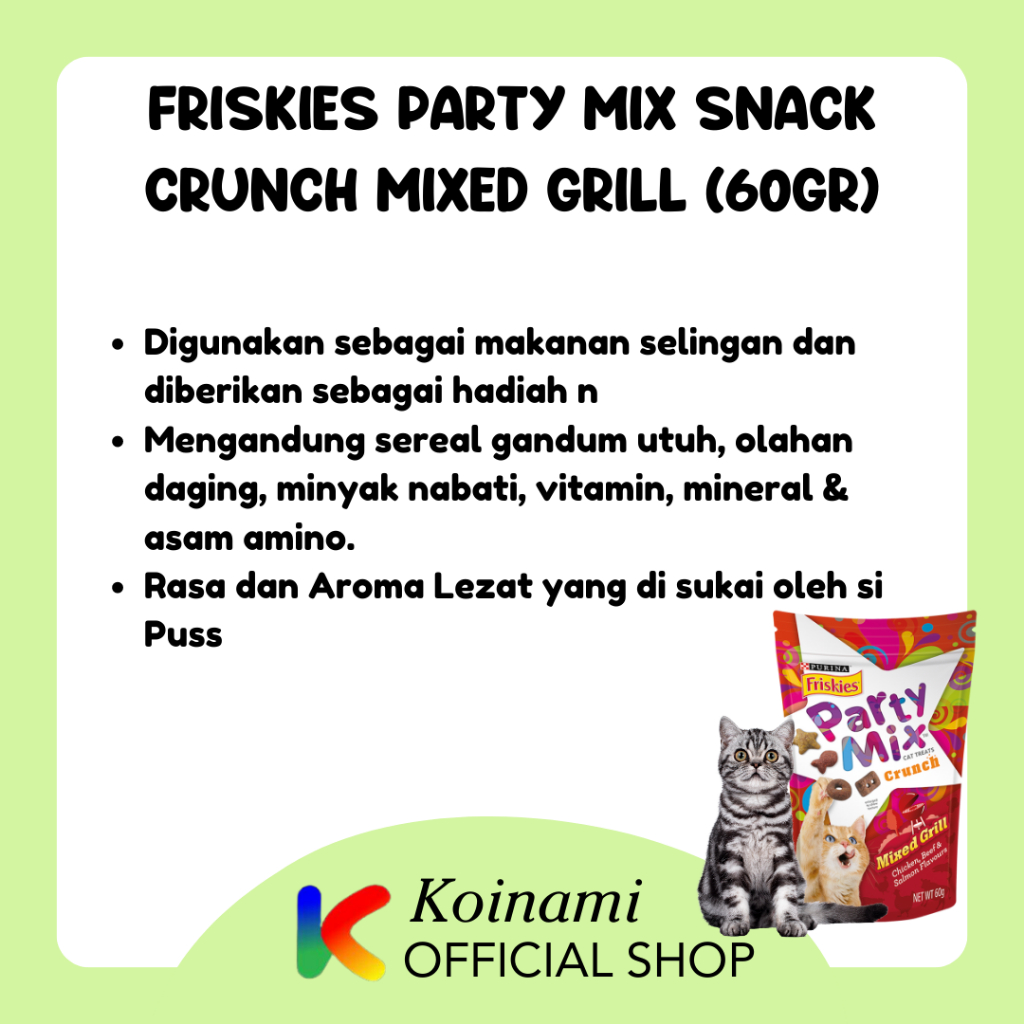 FRISKIES PARTY MIX CRUNCH MIXED GRILL merah / snack makanan kucing / cemilan