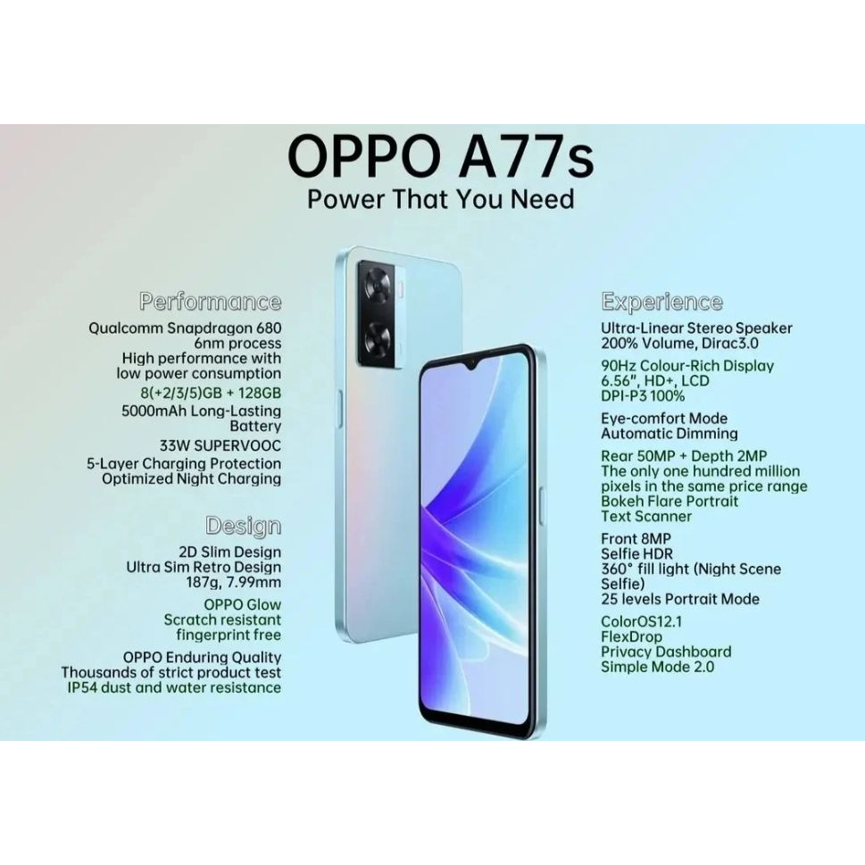 OPPO A77S BARU 8/128 GARANSI RESMI